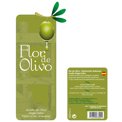 Olive oil label with the title 'Rótulo para garrafa de azeite'