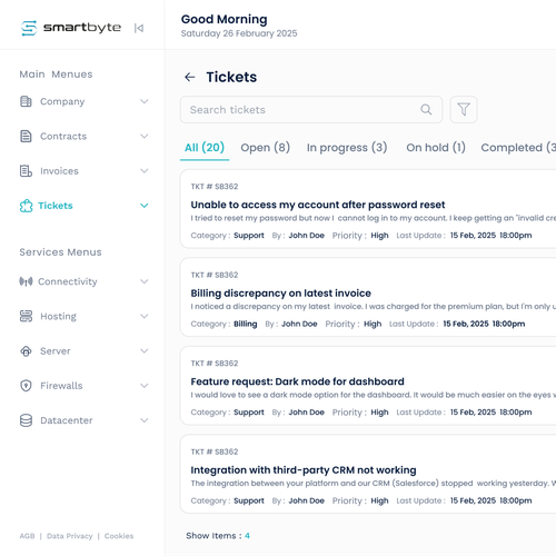 Admin design with the title ' SmartByte Web Application Design'