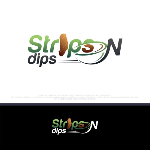 Pen tool logo with the title 'Strips n Dips'