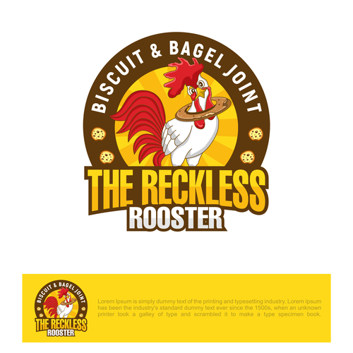 Biscuit design with the title 'The Reckless Rooster Biscuit & Bagel Joint'