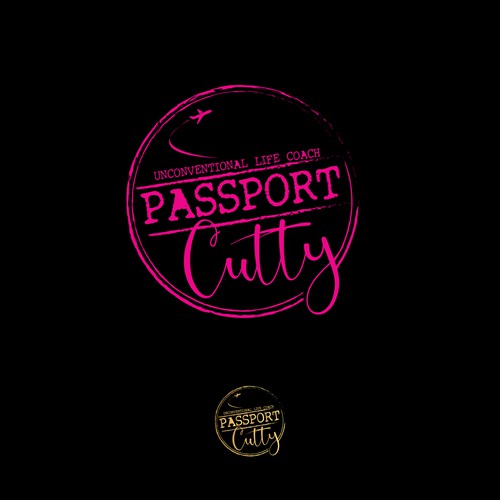 Airplane logo with the title 'unconventional life coach logo'