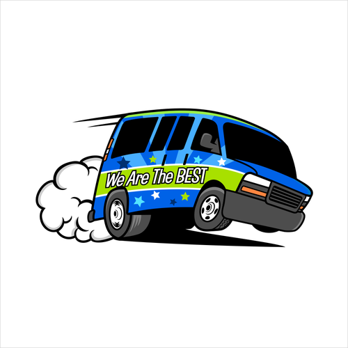 Vehicle logo with the title 'Fun (cool blue) van illustration'
