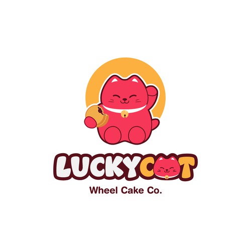 Kawaii logo with the title 'Lucky Cat Wheel Cake Company'