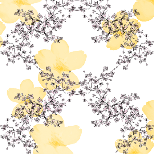 Cherry blossom design with the title 'Cherry Blossom Pattern Yellow'