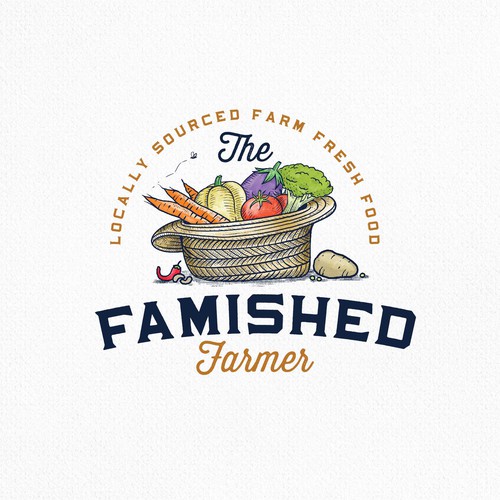 Rustic design with the title 'The Famished Farmer'