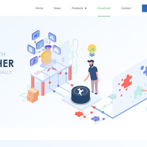 Isometric illustration with the title 'Isometric desing'