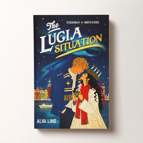 Vintage book cover with the title 'The Lucia Situation - Book Cover Design'