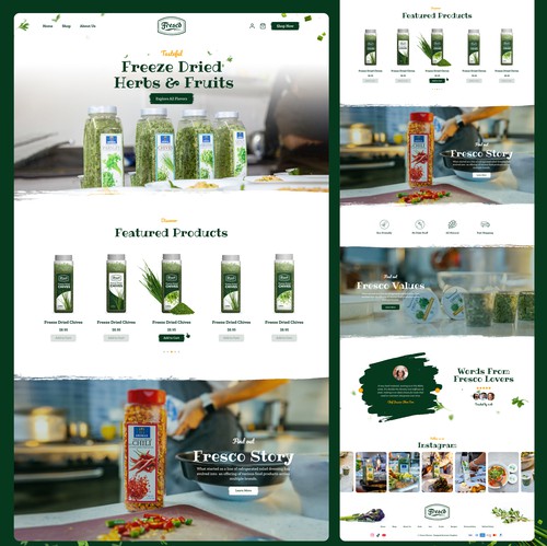Restaurant website with the title 'Shopify Website for Fresco Flavors'
