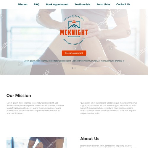 Theme design with the title 'Design a WordPress landing page for Physical Therapist'