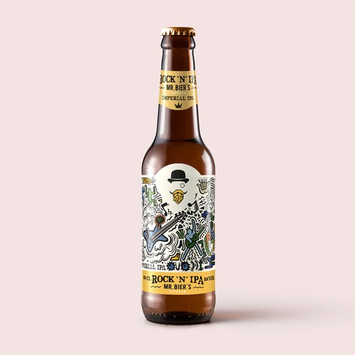 Beer label with the title 'Rock N IPA'