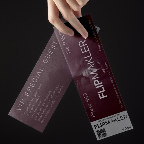 Invitation artwork with the title 'Private party invitation/ticket design'