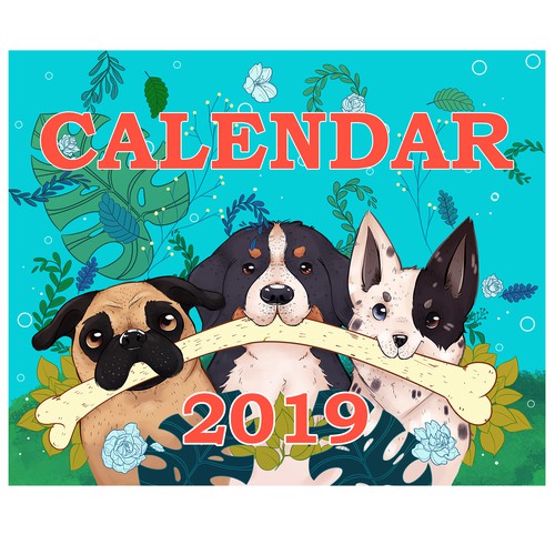 Puppy illustration with the title 'calendar '