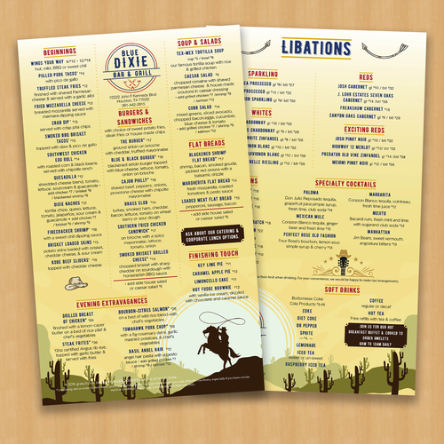 Texas design with the title 'Cowboy Styled Menu'