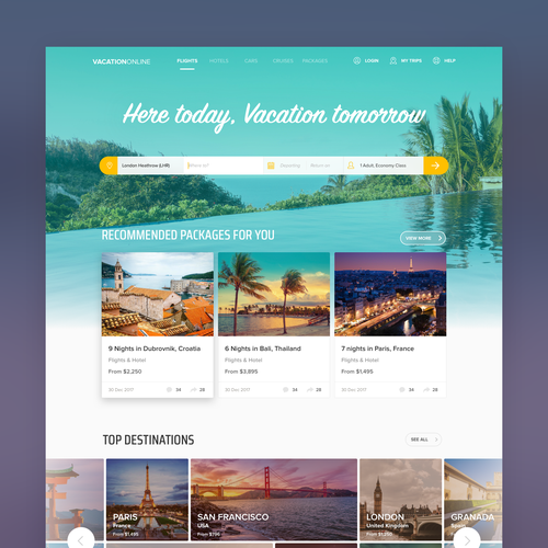 Travel website with the title 'Web design for a travel booking company'