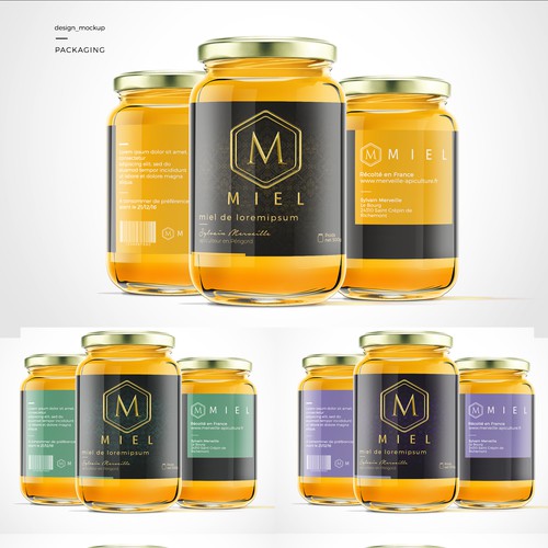 Luxurious label with the title 'Luxury and Modern Product Label for MIEL Honey France'
