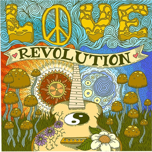 Mushroom design with the title 'Love Revolution'