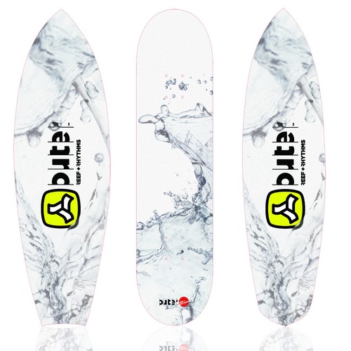 Surfboard design with the title 'Help Outer Reef & Rhythms with a new merchandise design'