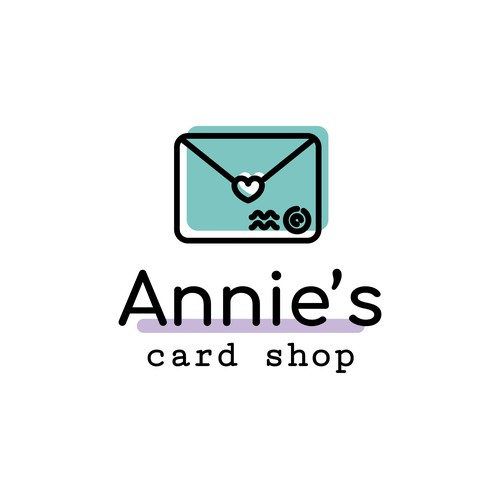 Pastel logo with the title 'Friendly logo for a card shop'