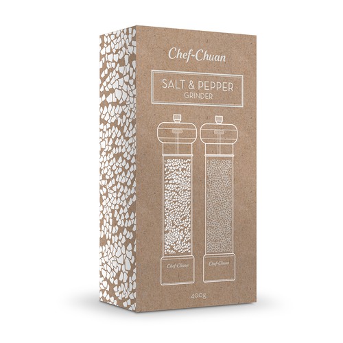 Kraft paper packaging with the title 'Salt & Pepper packaging'