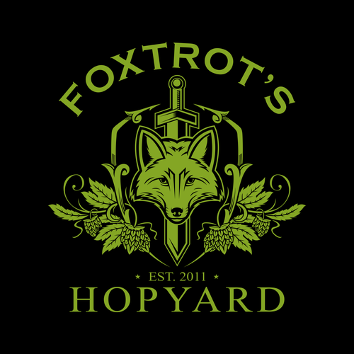 Abstract fox logo with the title 'Luxury Fox Logo for Hopyard Company'