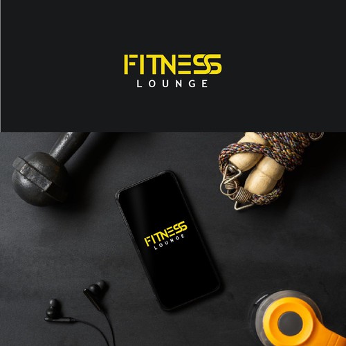 Gym brand with the title 'Fitness Lounge Logo Design'