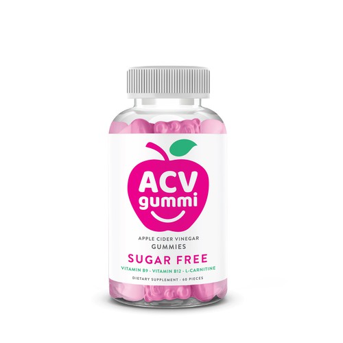 Apple label with the title 'Acv Gummi logo & label design'