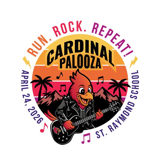 Rock logo with the title 'Cardinal Palooza'