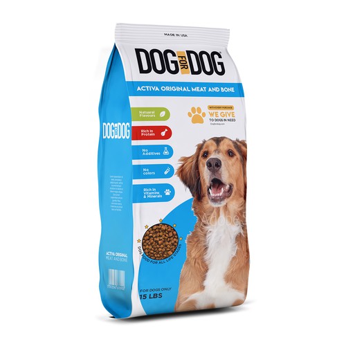 Dog food packaging with the title 'Dog for Dog Package Design'