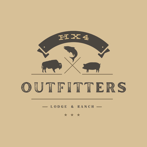 Country club logo with the title 'hunting and fishing lodge logo'