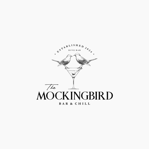 Bar and restaurant logo with the title 'Hand drawn logo design'