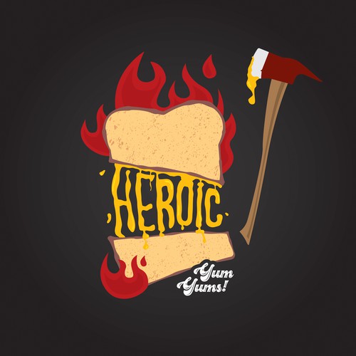 Merchandise artwork with the title 'Heroic!'