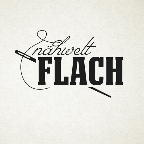 Needle logo with the title 'Naehwelt Flach'