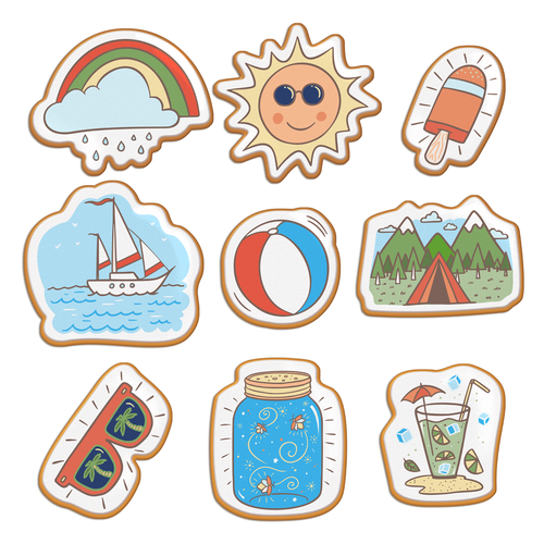 Summer illustration with the title 'Summer Cookies designs.'