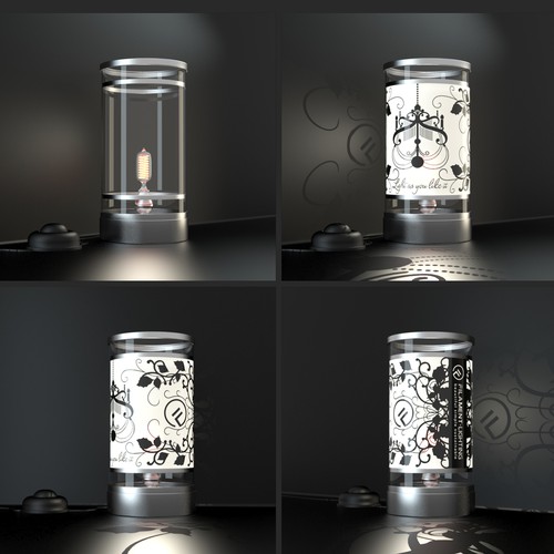 Lamp design with the title '3d Model and Rendering for FILAMENT LIGHTS'