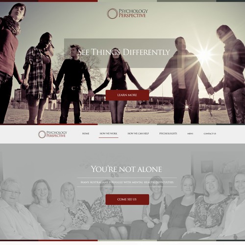 Parallax website with the title 'New website for our psychology practice - help us help others.'