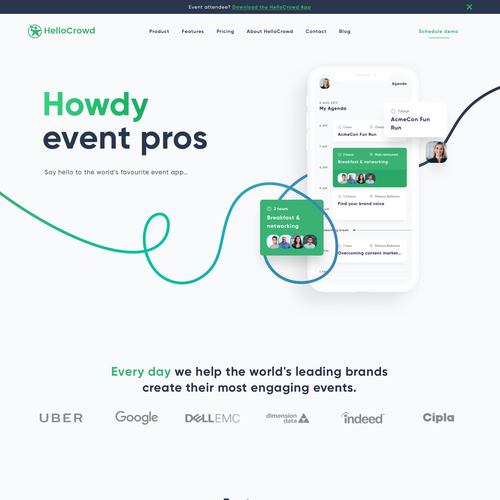 Sketch website with the title 'Modern design for an event planning app'