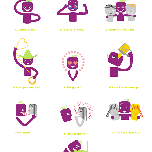 Sticker artwork with the title 'Create FUNNY Character Stickers for Dingaling: a free calling/messaging app'