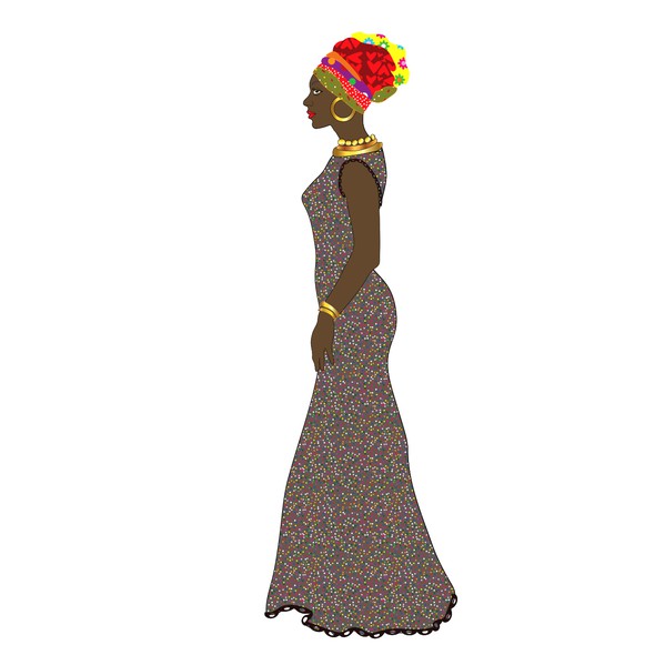 Dress illustration with the title 'beautiful woman'