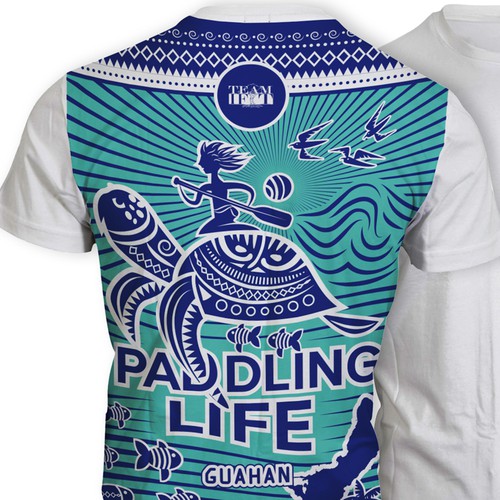 Turtle design with the title 'T-shirt design for Outrigger Paddling Team'