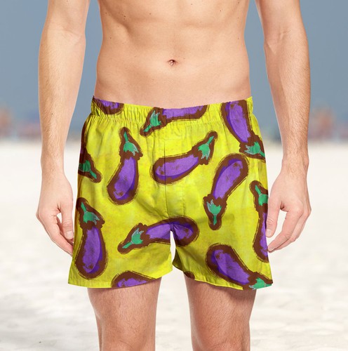 Marker design with the title 'Bold beach wear design for men'