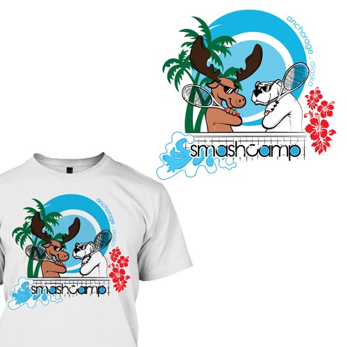 Bear t-shirt with the title 'a Summer Tennis Camp look for Alaska Tennis Camp in Surfer Style'