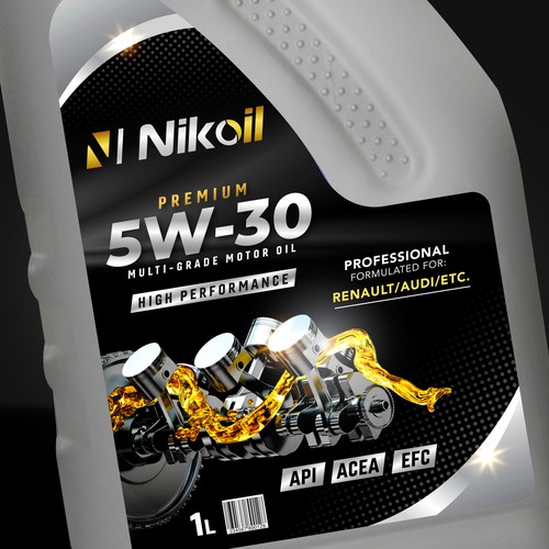 Creative label with the title 'Nikoil Oil Packaging Alternative'