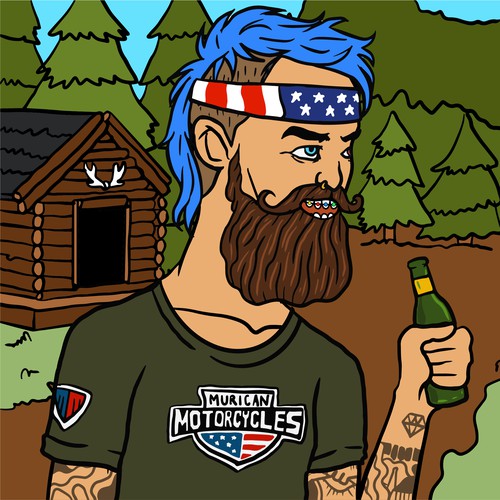 Cryptocurrency artwork with the title 'Mullet Guys NFT'