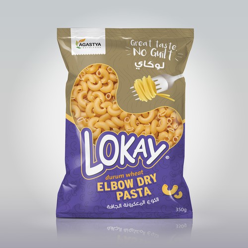 Noodles packaging with the title 'Lokay Elbow Dry Pasta Packaging'