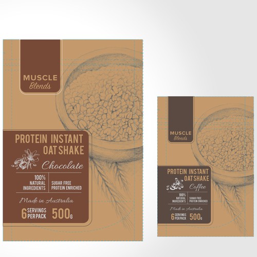Roasted coffee packaging with the title 'instant oat shake'