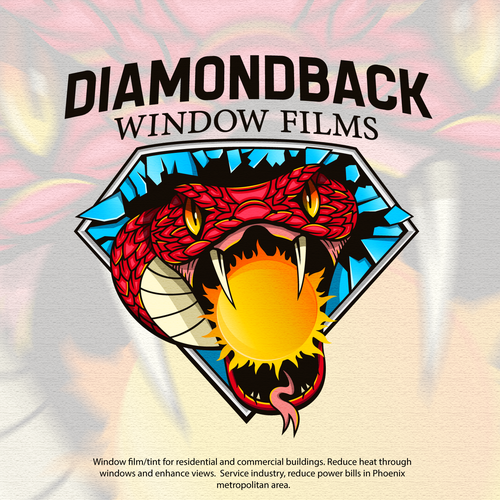 Sun artwork with the title 'Diamondback Window Films'