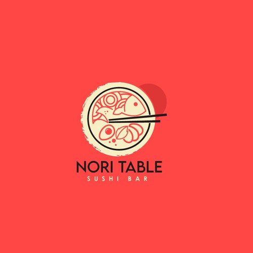 Cafe bar logo with the title 'Nori Table Sushi Bar Logo'