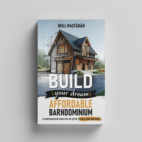 Architecture book cover with the title 'Build Your Dream Affordable Barndomin Book Coverium'