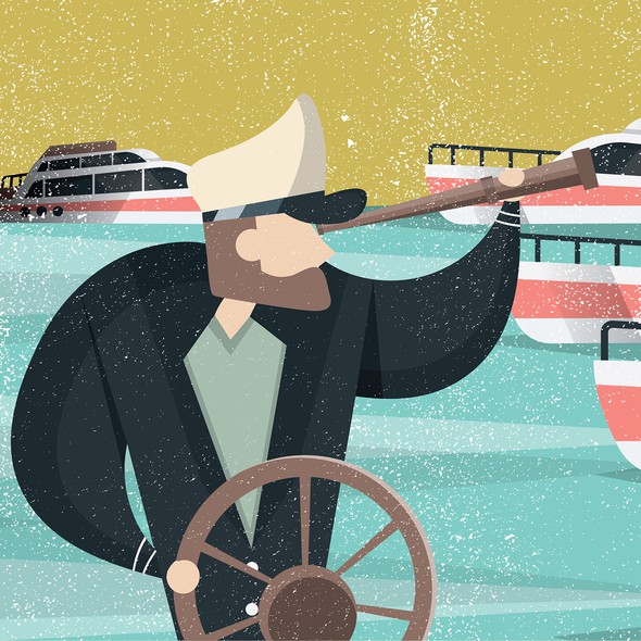 Graphic illustration artwork with the title 'Yacht Theme Illustration'