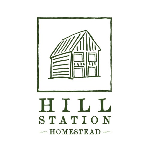 Modern vintage logo with the title 'Hill Station Homestead'